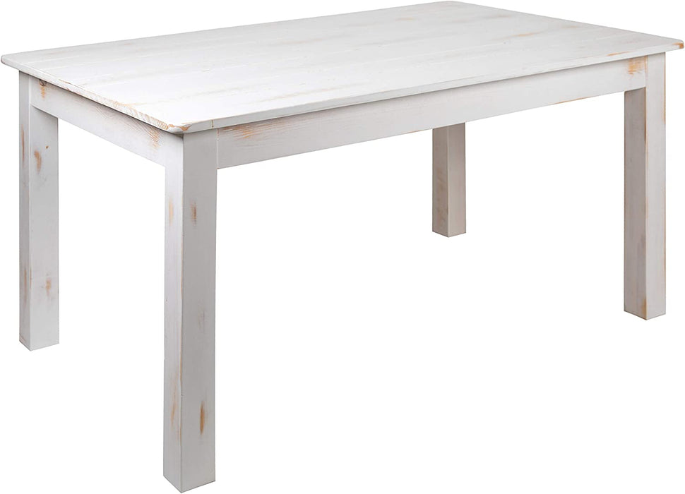 Rustic White Solid Pine Farm Dining Table