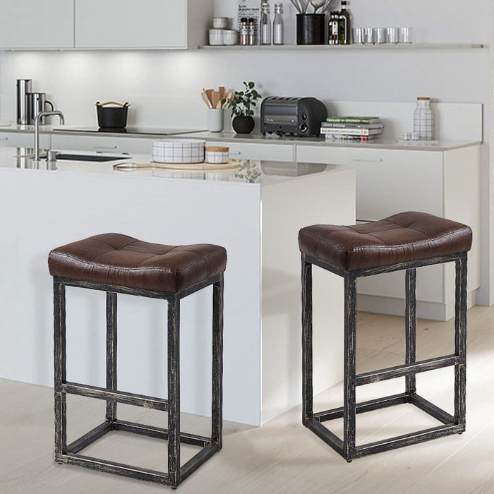 Flysky PU Leather Counter Height Bar Stools, Set of 2