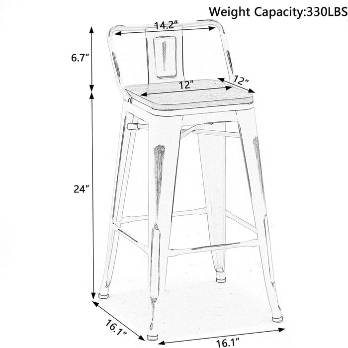 Industrial Distressed White Counter Stools (Set/4)