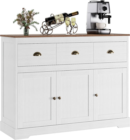 Buffet Cabinet Storage Kitchen Cabinet Sideboard Farmhouse Buffet Server, Antique White