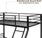 Black Twin over Full Bunk Bed with Stairs and Metal Slat