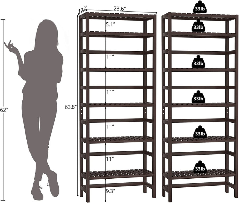 Adjustable 6-Tier Bamboo Bookshelf Organizer