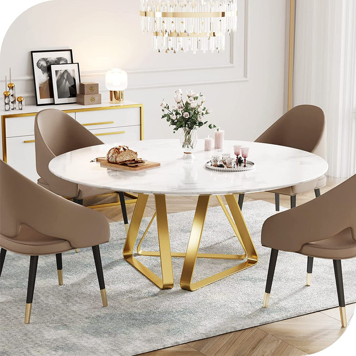 Nordic White Marble Top Dining Table, Seats 6