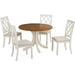 Dining Table Set for 4, Mid-Century Solid Wood 5-Piece round Dining Room Table Set