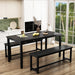 Rectangular Dining Table and Chairs for 4, Modern Wood Bench Dining Room Table Set