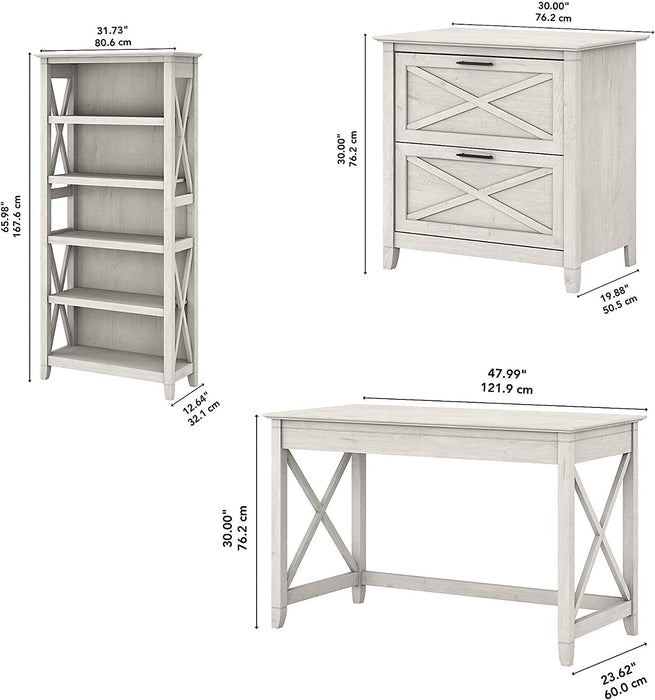 Key West Writing Desk with Lateral File Cabinet