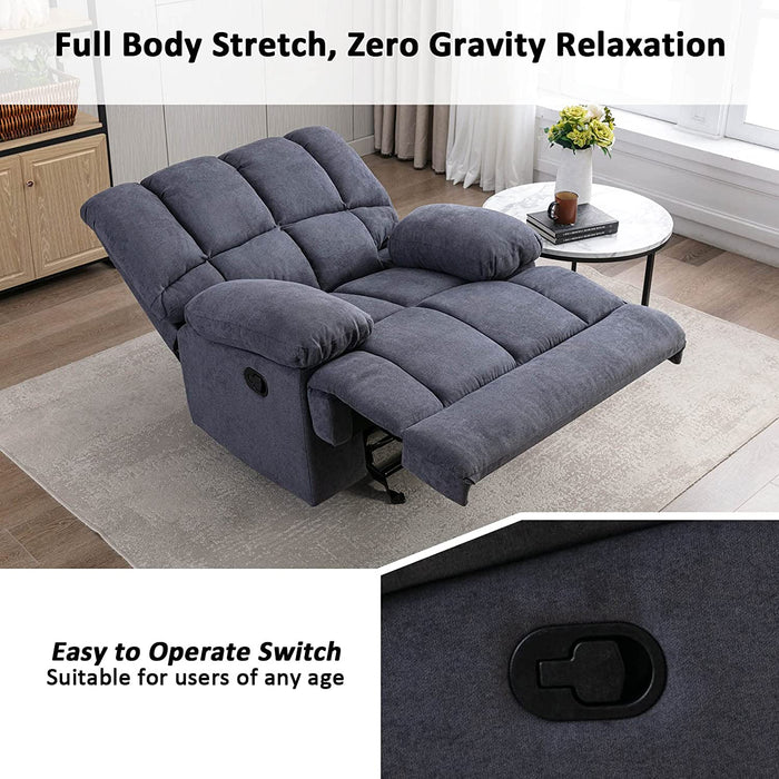 Oversized Rocker Recliner Chair, Grey