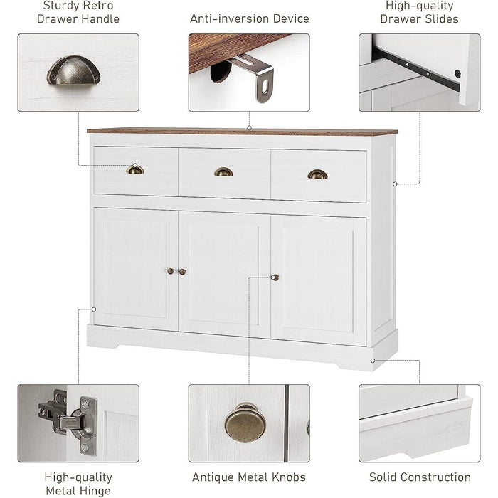 Buffet Cabinet Storage Kitchen Cabinet Sideboard Farmhouse Buffet Server, Antique White