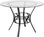 Carlisle round Glass Dining Table, Clear/Black, 42″