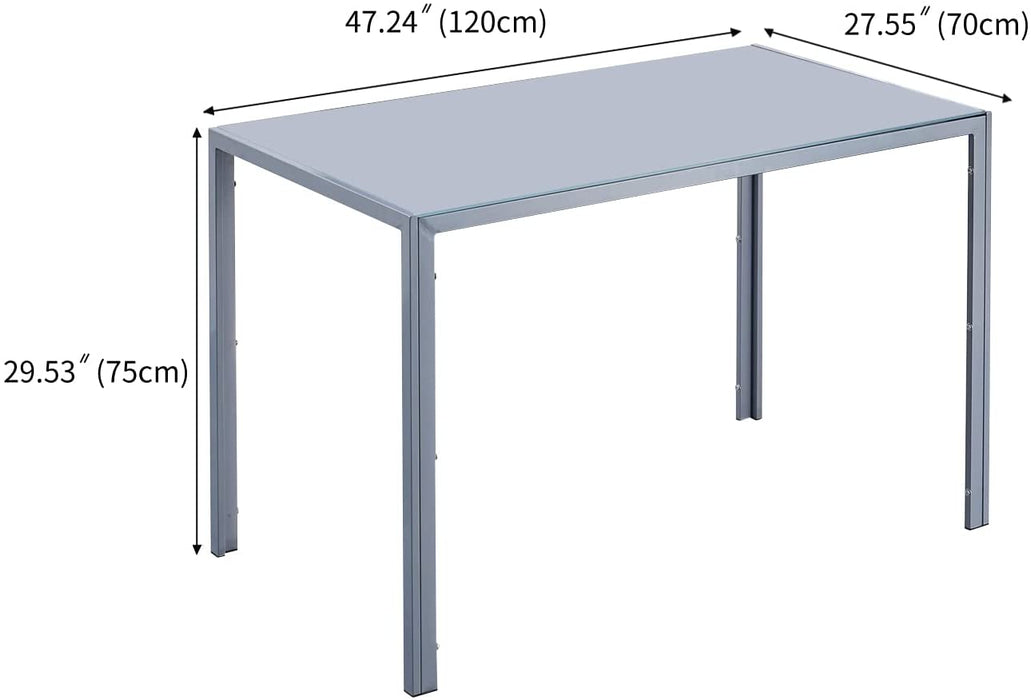 Gray Glass Dining Table, Rectangular, Modern