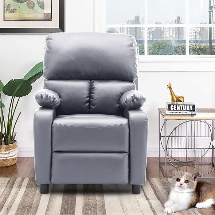 Manual Recliner W/Microfiber Tech Fabric, Overstuffed, Gray