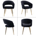 Gold Leg Faux Fur Dining Chairs (Set of 6, Black)