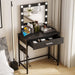 Black Vanity Desk with Lighted Mirror, Charging Station