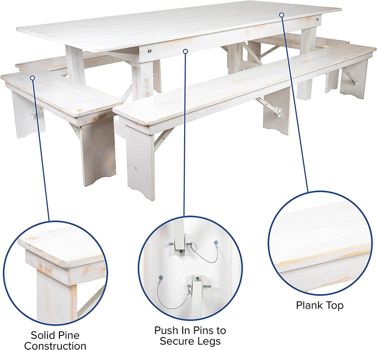 HERCULES Series Folding Farm Table and Bench Set