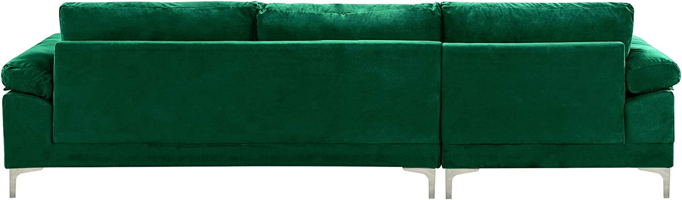 Large Green Velvet L-Shape Sectional Sofa