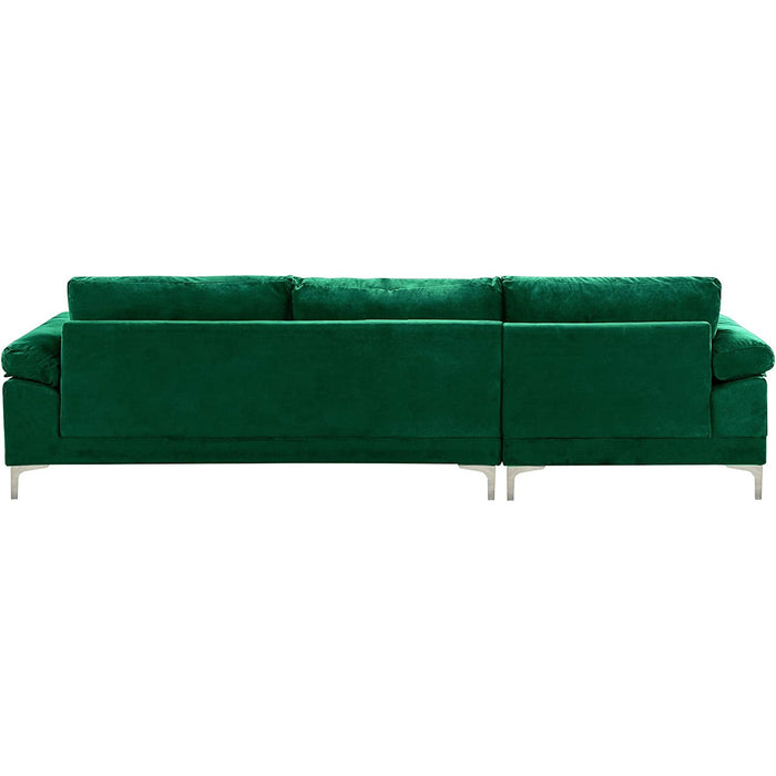 Large Green Velvet L-Shape Sectional Sofa
