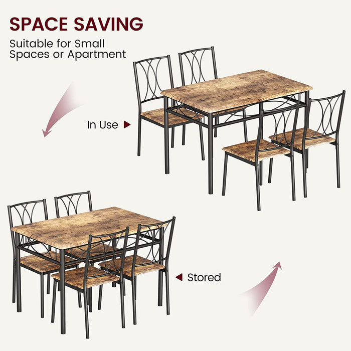 Rustic Brown 5-Piece Dining Table Set