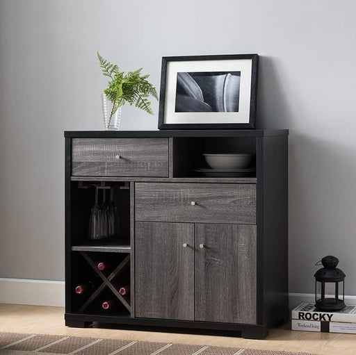Grey and Black Two-Toned Modern Sideboard Bar Storage Cabinet
