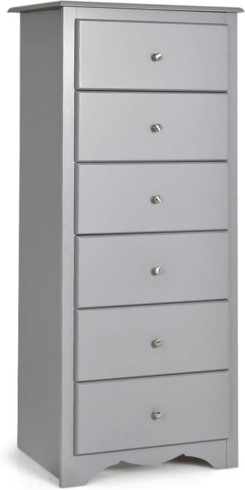 Grey Wooden 6-Drawer Chest for Bedroom & Entryway