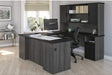 Norma U or L-Shaped Executive Desk with Hutch, 71W, Black & Bark Gray