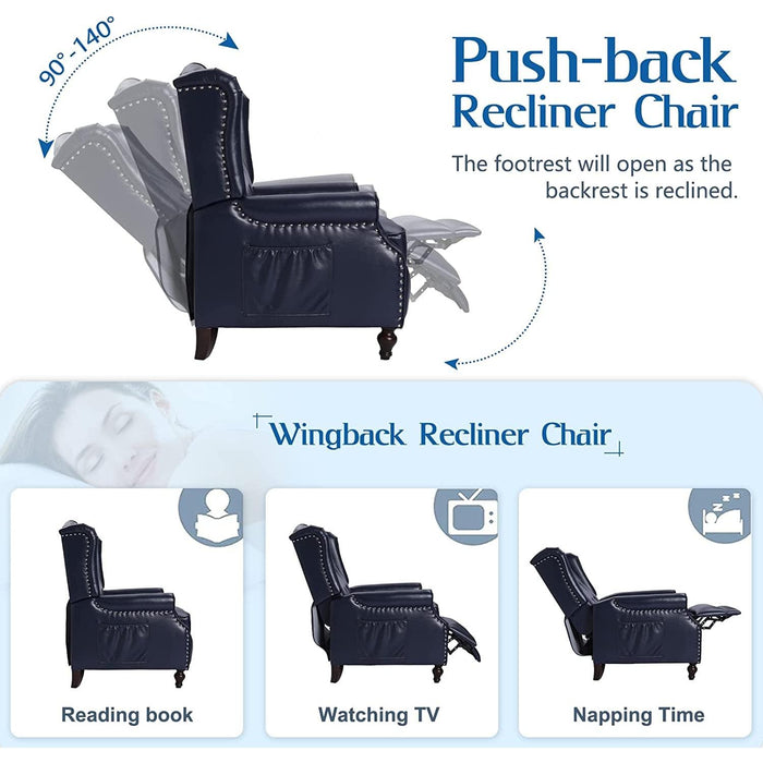 Wingback Recliner Chair with Massage and Heat (PU Leather)