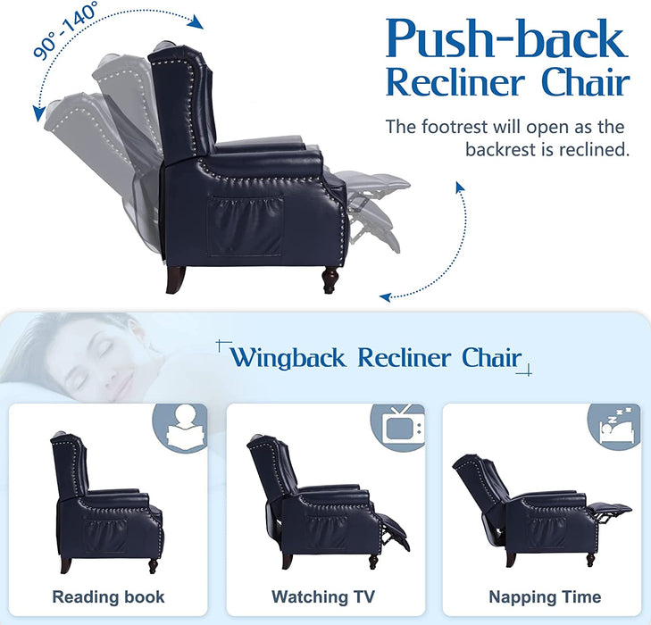 Wingback Recliner Chair with Massage and Heat (PU Leather)