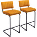 Velvet Upholstered Bar Height Chairs Set of 2, Orange