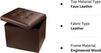 Brown Folding Ottoman with Storage and Footrest