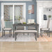 French Style 6-Piece Dining Table Set with Bench, Gray