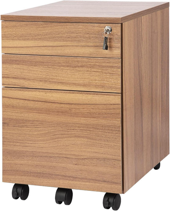 Oak Brown 3-Drawer Mobile File Cabinet (Assembled)