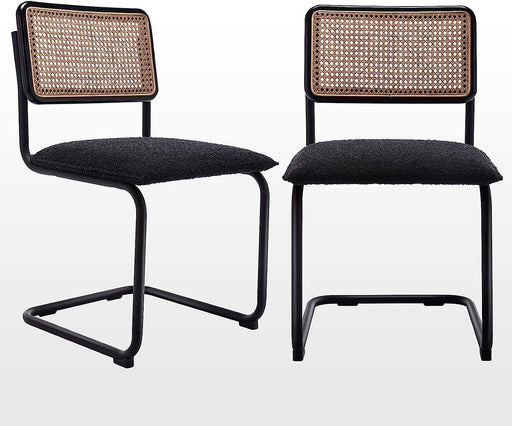 Mid-Century Modern Mesh Back Dining Chairs, Set of 2, Black