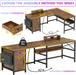 Rustic Brown L-Shaped Desk with Drawer & Storage