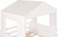 Wooden Twin over Full Bunk Bed with Slide and Playhouse, White