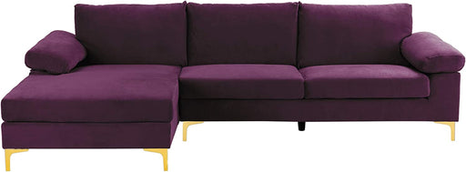 Lilac Velvet L-Shaped Sectional Sofa