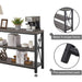 Industrial Rustic Sofa Table with Storage Shelves