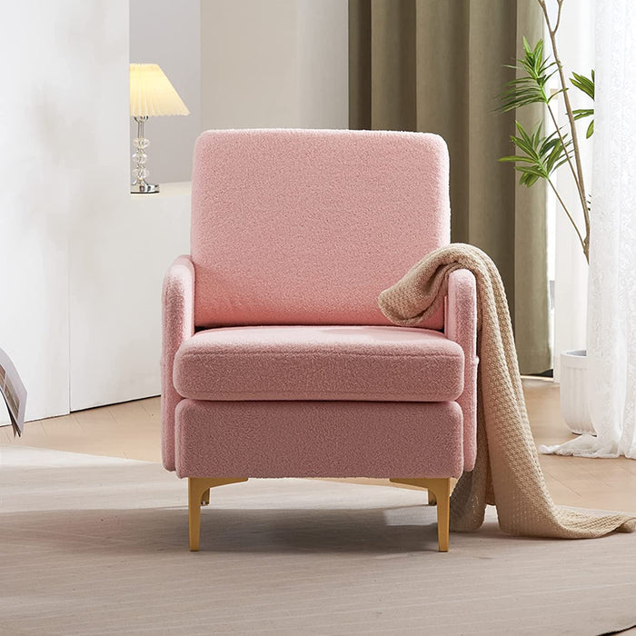 Pink Teddy Fleece Accent Chair for Living Room