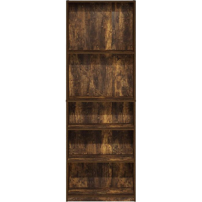 Adjustable 5-Tier Bookcase in Amber Pine
