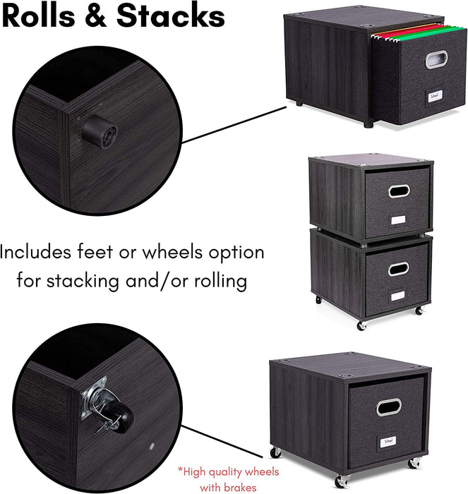 Decorative Rolling Cabinet with Lateral Drawer and Shelf