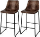 Leather Bar Height Barstools with Back Set of 2