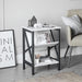 Modern White Oxford End Table with Book Shelf, Dual USB