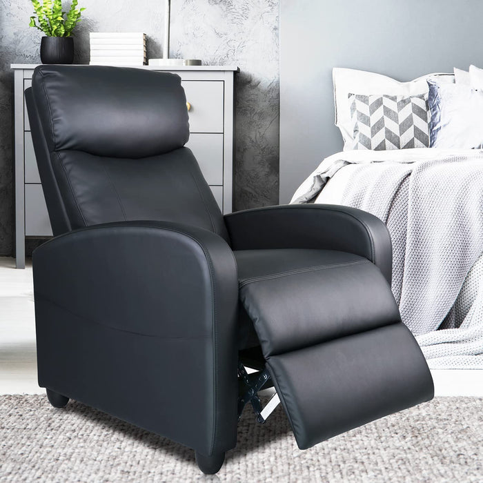 Black PU Leather Reading Reclining Chair