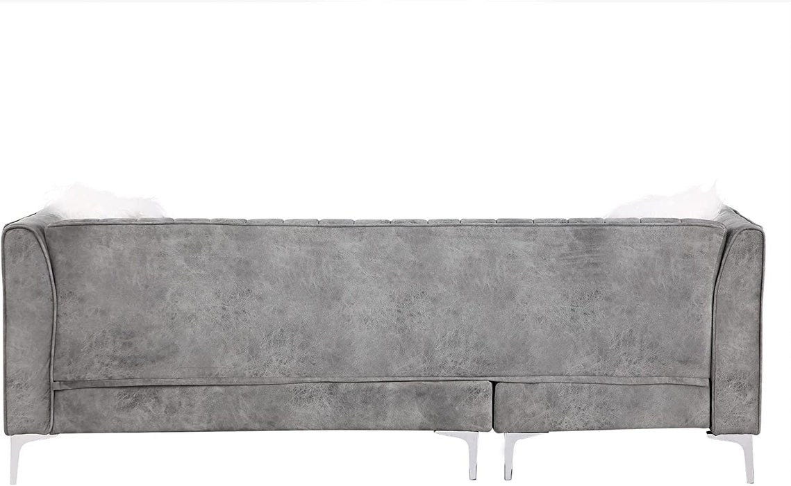 Modern Grey Velvet Sectional Sofa