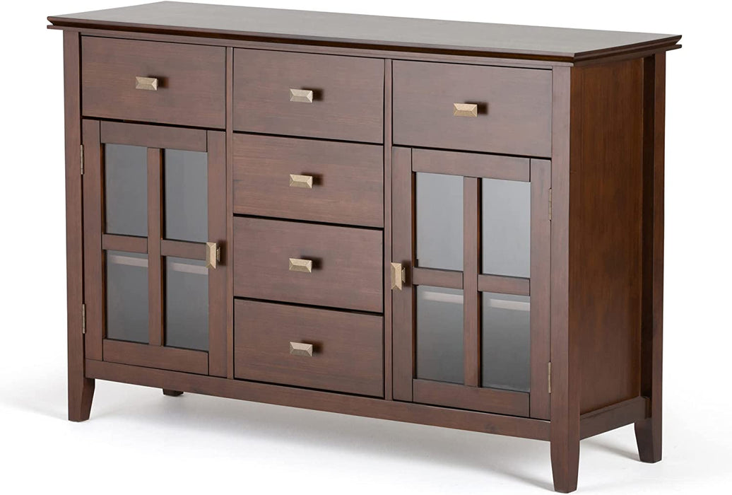 Contemporary Russet Brown Pine Wood Sideboard Buffet