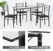 Glass Kitchen Table Set for 4 with Modern Metal Legs