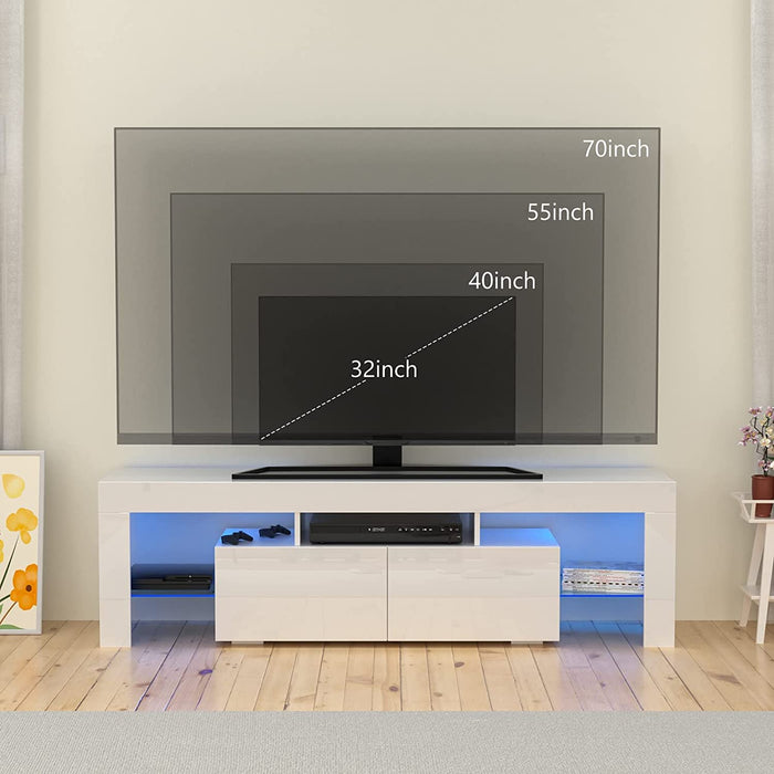 Modern LED TV Stand with RGB Lights and Storage