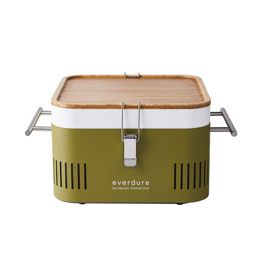 Cube Charcoal Grill with Cool Touch Handles, Storage Container & Bamboo Serving Board