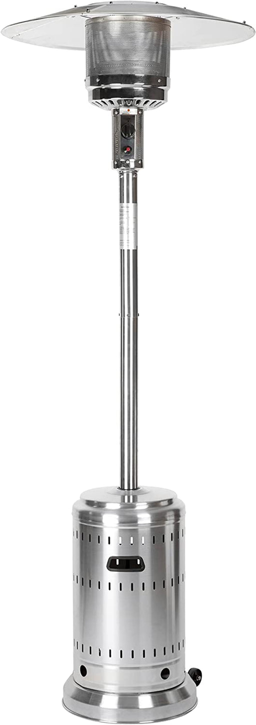 46,000 BTU Outdoor Propane Patio Heater with Wheels, Commercial & Residential - Stainless Steel, 18X89