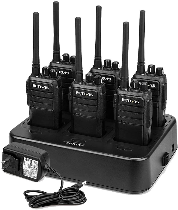 Retevis RT22 Walkie Talkies Rechargeable Hands Free Way Radios Two-Way Radio(6 Pack) with Way Multi Gang Charger - 5