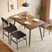 Retro Brown Dining Table Set for 4 with Bench