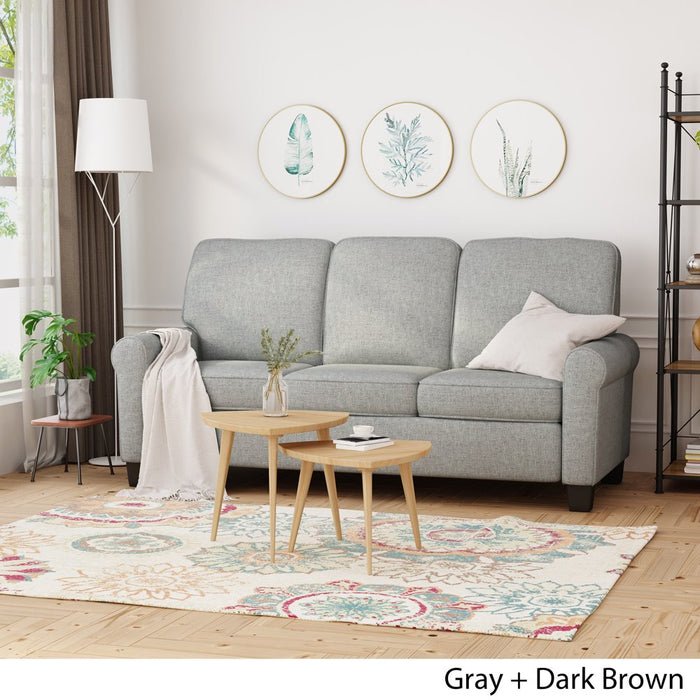 Traditional Grey Fabric 3-Seater Sofa